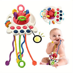 Red Octopus Pull String Toy for Babies