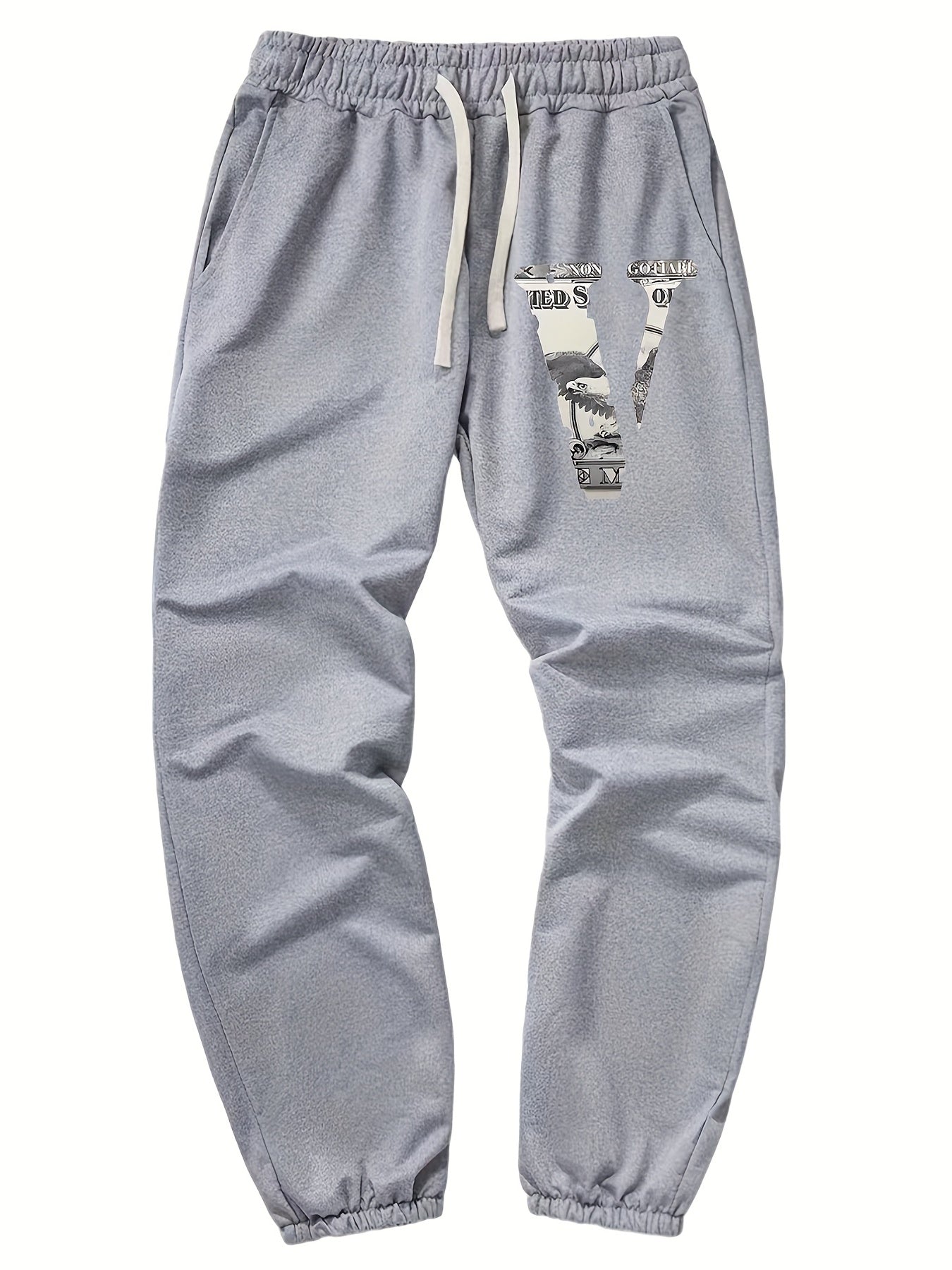 Men's Letter V Print Joggers Pants Spring Fall Fitness