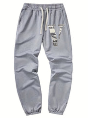 Men's Letter V Print Joggers Pants Spring Fall Fitness