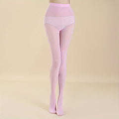 Bow Decor Slim Tights High Waist Mesh Footed Pantyhose