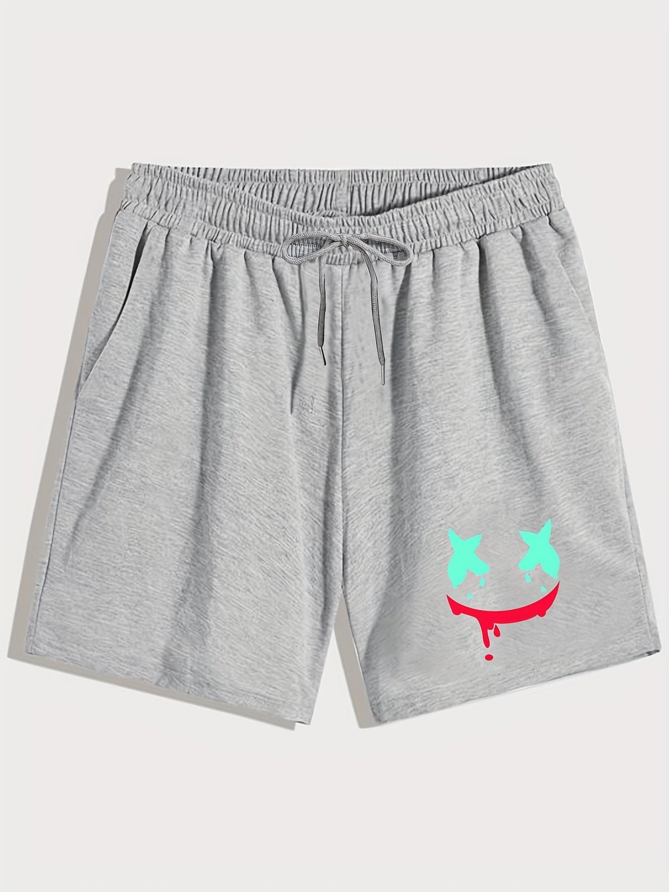 Smile Print Men's Casual Shorts Activewear Comfy Drawstring Shorts