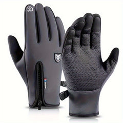 Non-slip Zipper Winter Gloves Touchscreen Plush Warm
