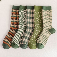 5 Pairs Christmas Socks Warm Novelty Crew Vintage Gentle Socks