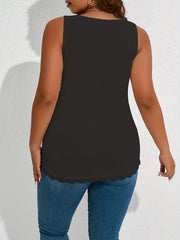 Casual Tank Top Women's Plus V Neck Lace Trim Tank Top