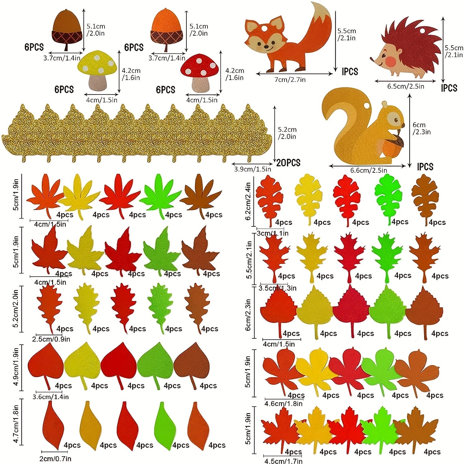Kids Fall Felt Garland Hedgehog Squirrel Fox Autumn Decor