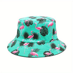 Flamingo Print Fisherman Hat Sun Hat Men Women Outdoor Sunscreen Basin Hat