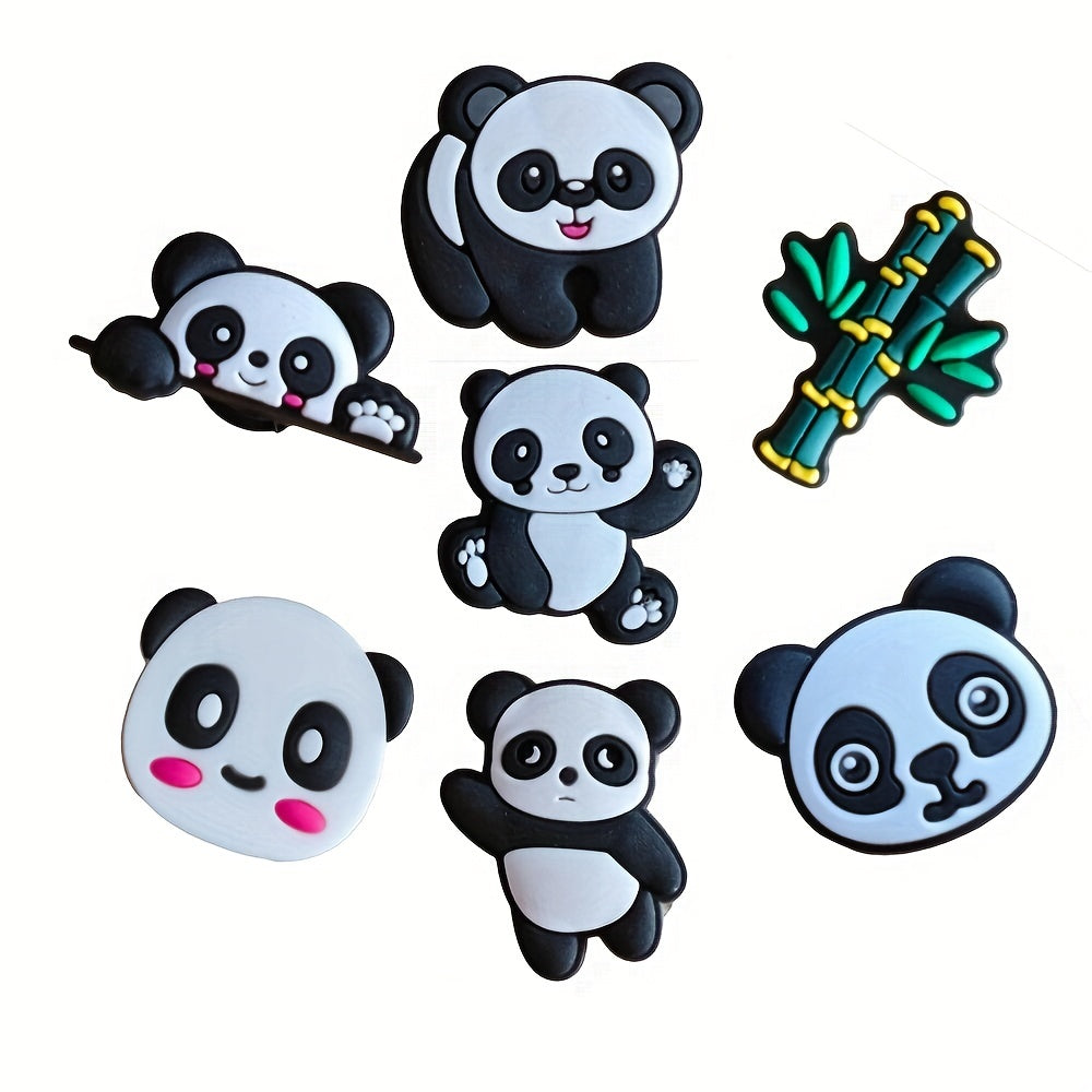 9pcs Panda Theme Shoes Decoration Charms For Clogs Jigs Bubble Slides Sandals