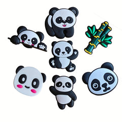 9pcs Panda Theme Shoes Decoration Charms For Clogs Jigs Bubble Slides Sandals