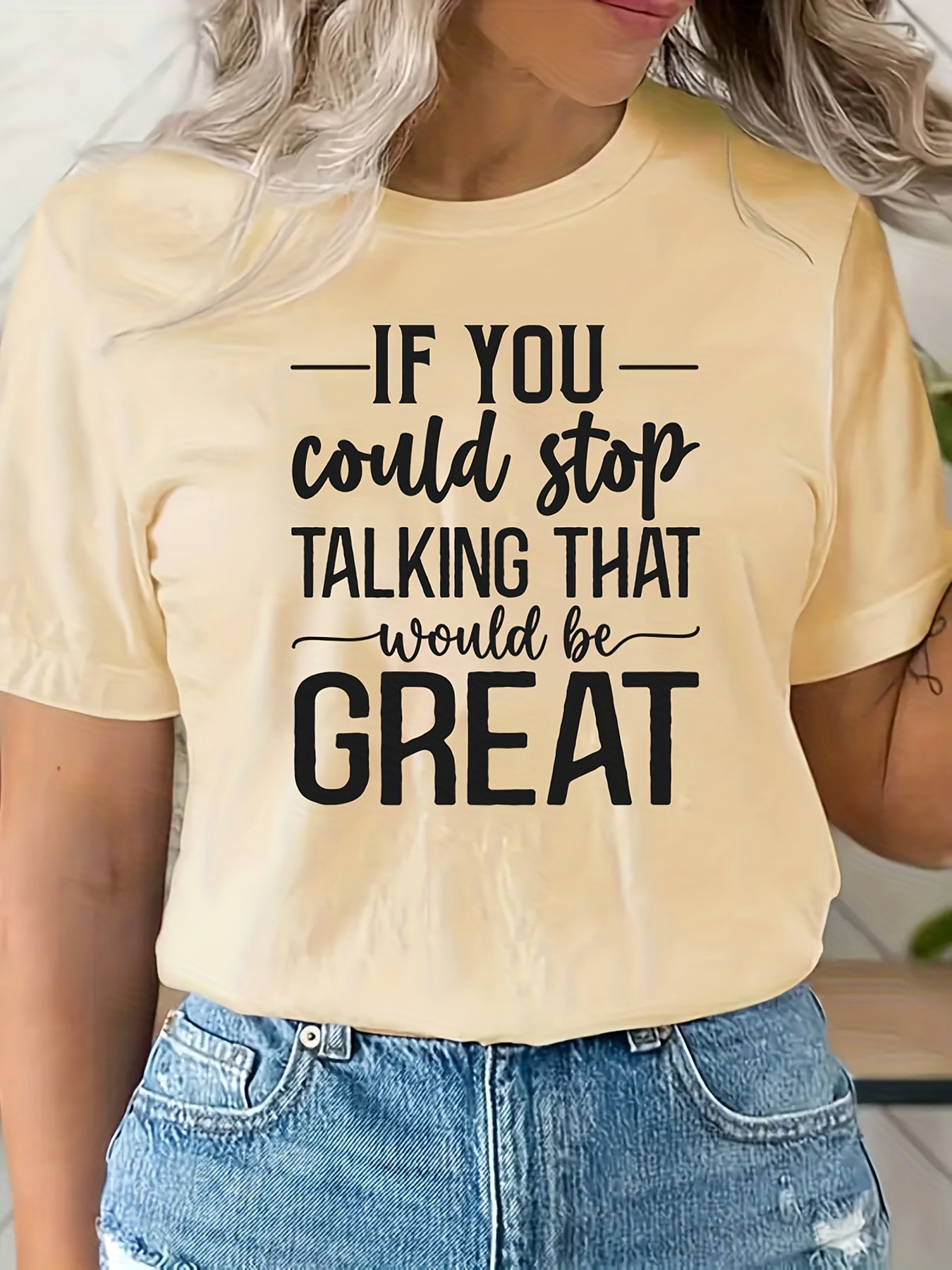 Letter Graphic Tee Round Neck Casual Sports TShirt Women's Summer Tops
