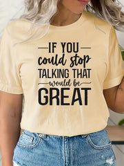Letter Graphic Tee Round Neck Casual Sports TShirt Women's Summer Tops