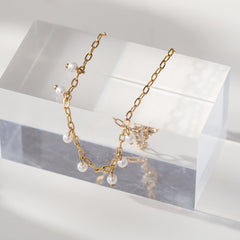 Girl's Rice Faux Pearl Chain Anklet