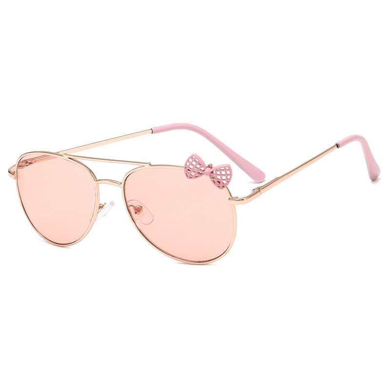 Girls Bow Metal Frame Decorative Sunglasses for Party Travel