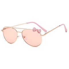 Girls Bow Metal Frame Decorative Sunglasses for Party Travel