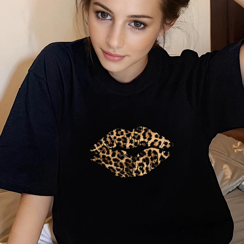 Leopard Print Lips Iron On Transfer Sticker for DIY Clothing