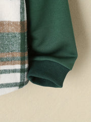 Boys Plaid Shirt Long Sleeve Button Down Hooded Top