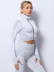 3pcs Workout Clothing Set: Track Jacket, Sports Bra, Yoga Leggings