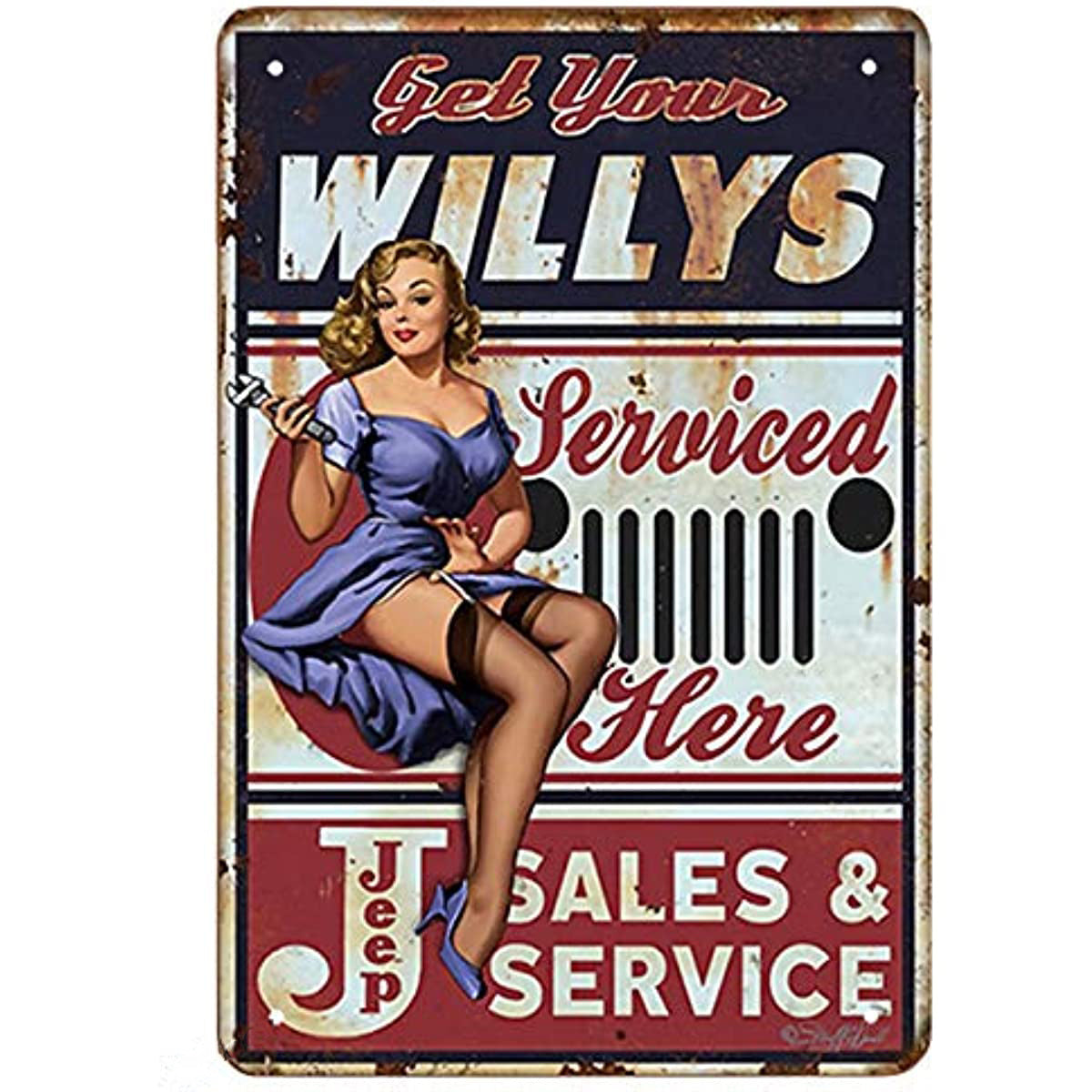 Vintage Pin Up Girl Tin Sign for Bars & Restaurants