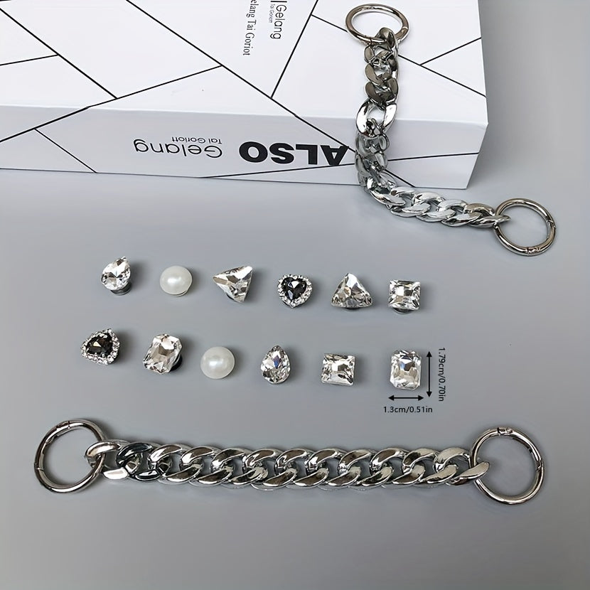 Rhinestone & Chain Shoe Charms for DIY Clogs - Shoe Accessories
