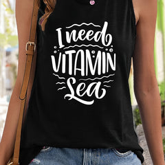 Sleeveless Sports Vest Round Neck Casual Top