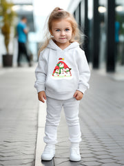 2pcs Snowman Print Hoodies Pants Set Fall Sports Gift
