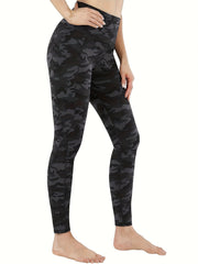 Women's Plus Camo Print Stitching Detail High Rise Leggings