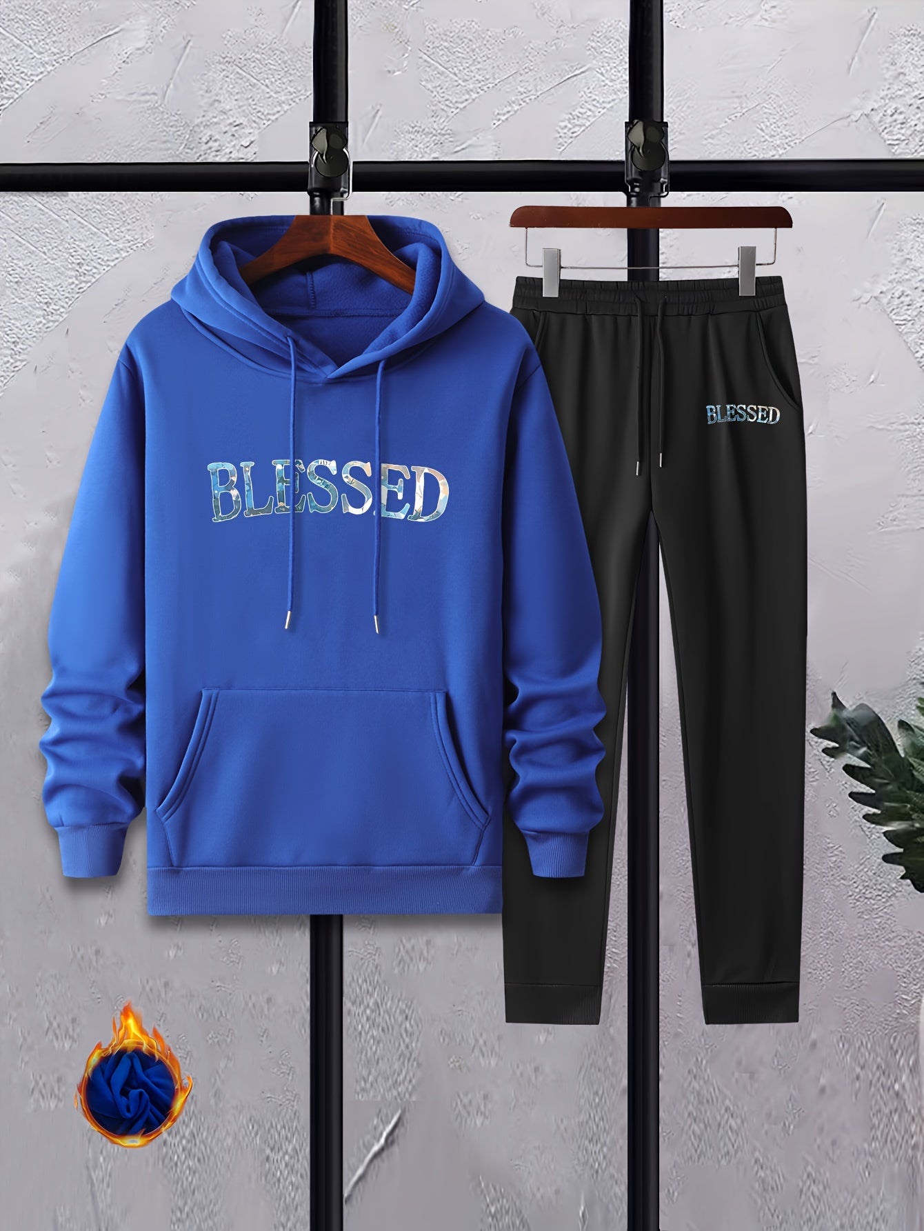 Men's Casual Long Sleeve T Shirt Hooded Sweatshirt & Sweatpants Joggers Set