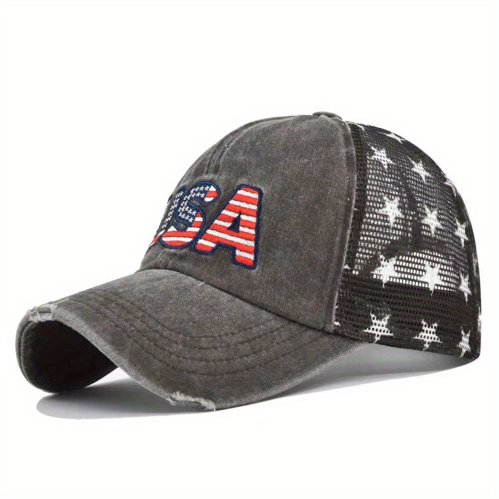 Breathable Mesh Cap Mens Peaked Cap Letter Embroidery Baseball Cap