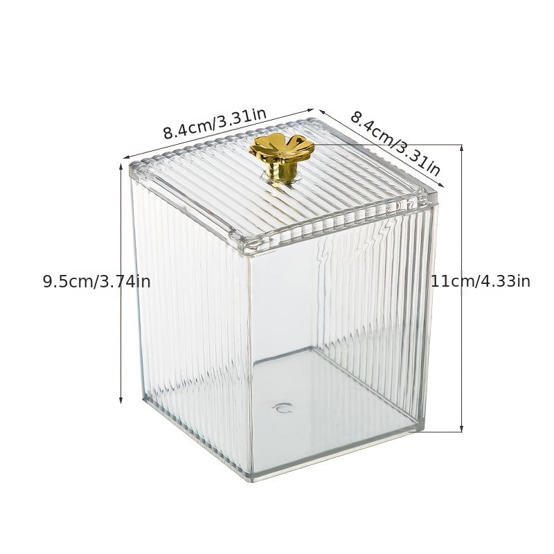 Acrylic Cotton Swabs Holder with Lid - Makeup Storage Canister Box