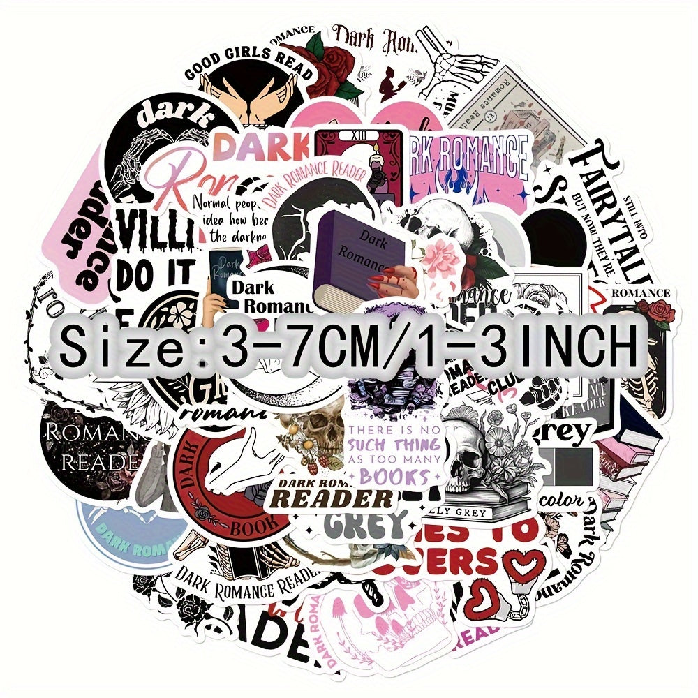 50pcs Dark Romantic Readers Series Stickers For Laptop Helmet Water Cup