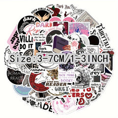 50pcs Dark Romantic Readers Series Stickers For Laptop Helmet Water Cup