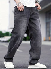 Men's Distressed Denim Pants Loose Fit Wide Leg Jeans