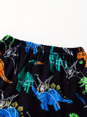 2pcs Boys Dinosaur Graphic Print Tee & Shorts Set Summer Kids Clothes