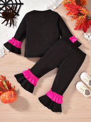 Girl's Skeleton Halloween Cosplay Costume Trumpet Sleeve & Flared Pants