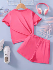 2pcs Toddler Girls MAMA'S GIRL T Shirts & Shorts Set
