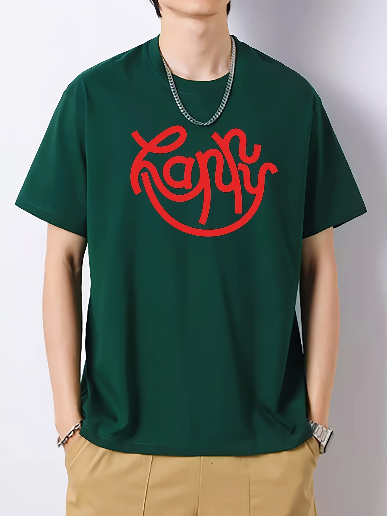 Men's Artistic Letters Print Slim Fit T-shirt