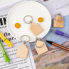 DIY Wooden Keychain Beech Wooden Keychain House Shape Pendant