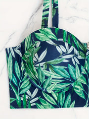 Tropical Print Bikini Top High Stretch