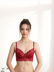 Floral Lace Push Up Bra Comfy & Breathable Intimates Bra