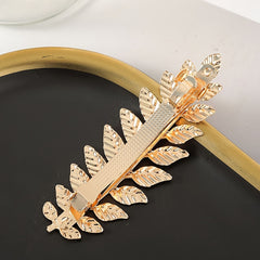 Golden Large Leaf Hair Clip for Women Girls