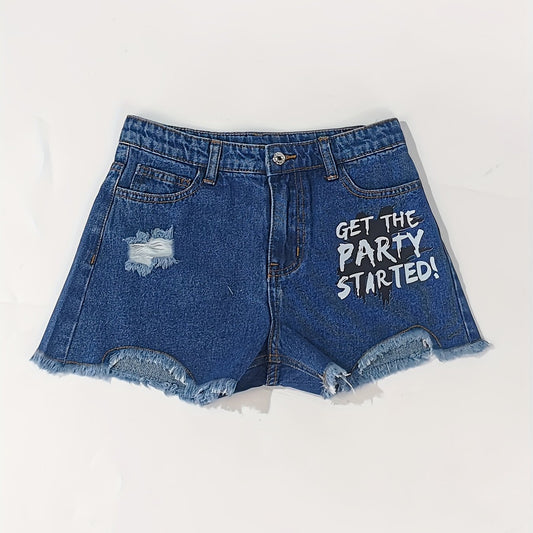 Toddler Girls GET THE PARTY STARTED Denim Shorts