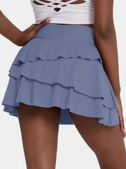 Sports Skirt Women's Plus Solid Ruffle Trim Stretch Mini Skirt