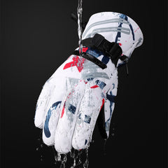 Men's Zipper Ski Gloves Thickened Velvet Windproof for Outdoor Sports