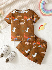 2pcs Baby Boys Dinosaur T shirt & Shorts Set Clothes