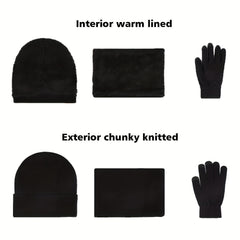 Unisex Beanie Hat Scarf Touchscreen Gloves Set