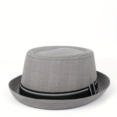 Men Fedora Hat Flat Pork Pie Hat For Gentleman Dad Bowler Porkpie Jazz Hat