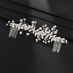 Crystal Comb Silver Golden Rose Golden Bridal Pearl & Crystal Hair Comb