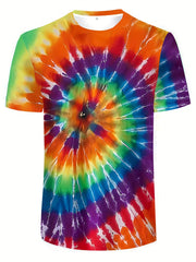 Breathable Tie Dye T Shirt Men Women 3D Digital Print Active Stretchy