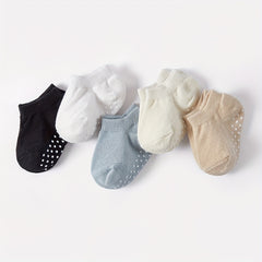 5 Pairs Baby Boat Socks Non Slip for Summer