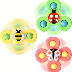 3pcs Suction Cup Rotating Baby Toys - Sensory Birthday Gift