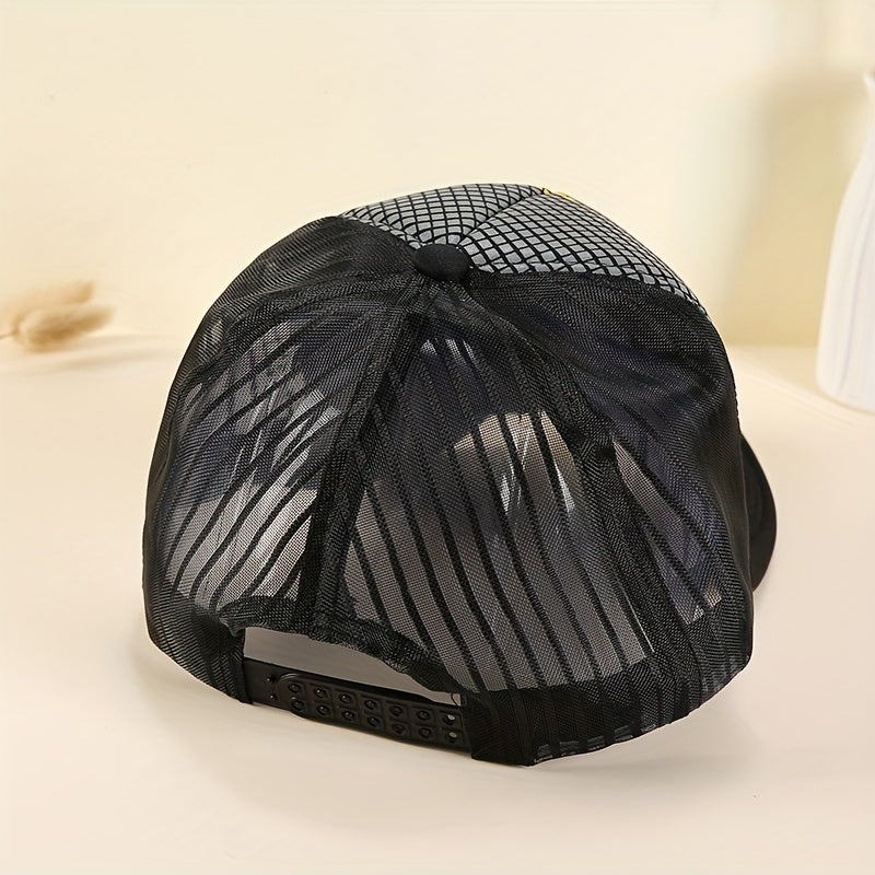 Mosaic Print Mesh Baseball Cap Lightweight Hip Hop Unisex Trucker Hat